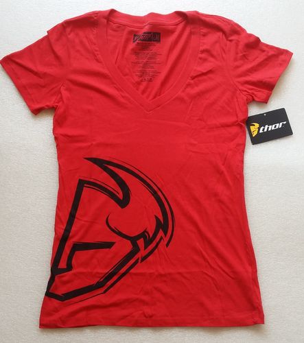 Thor Damen Split V-Neck T-Shirt Rot